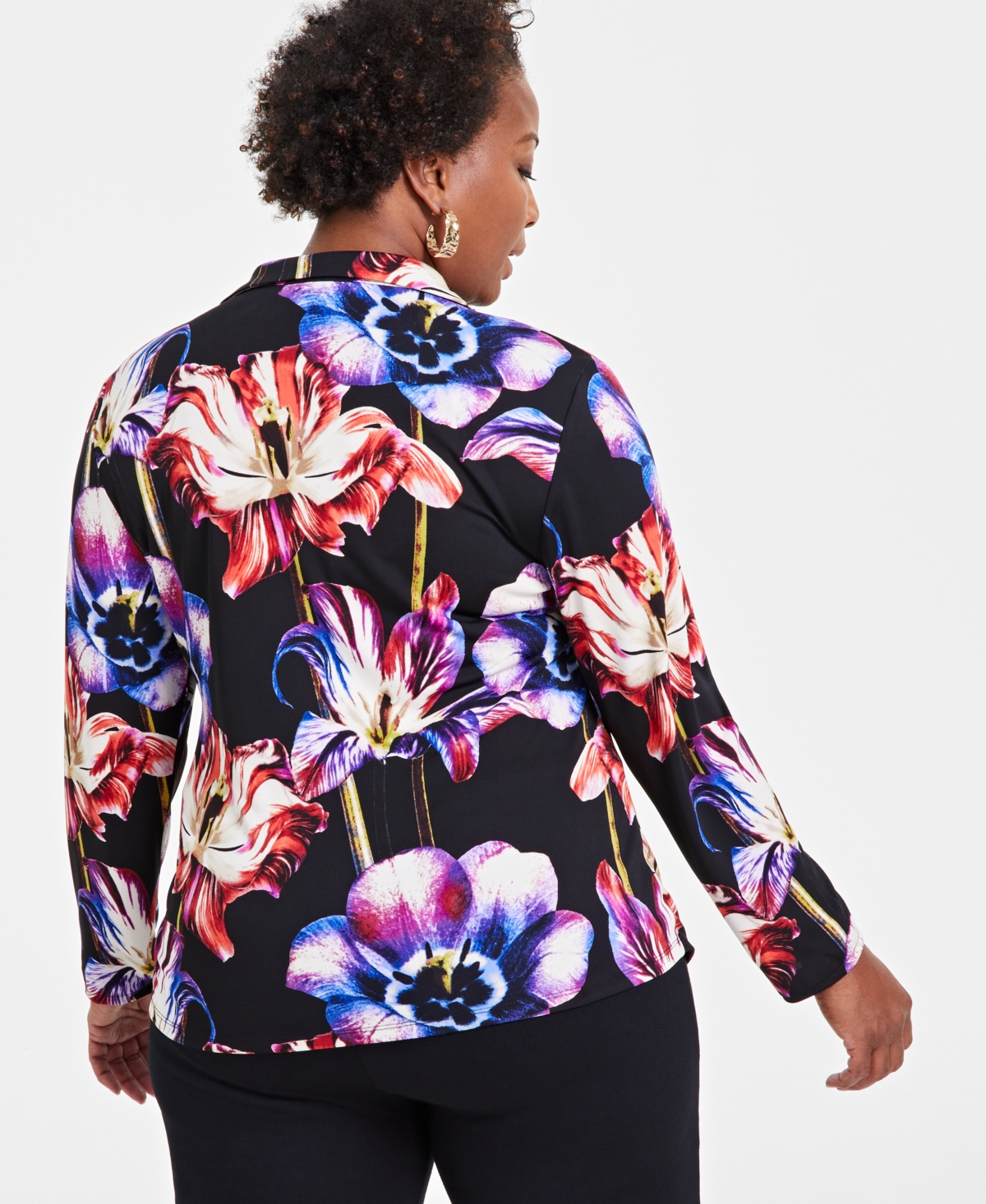 I.n.c. International Concepts Plus Size Printed Faux-Wrap Top, Created for Macy's