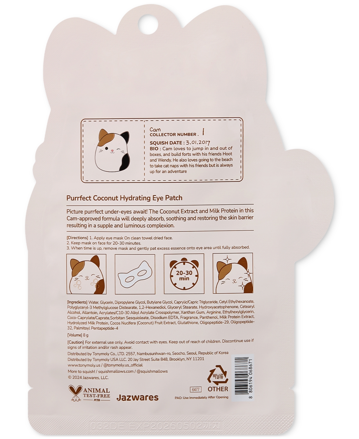 Tonymoly Cam Hydrating Coconut Eye Mask