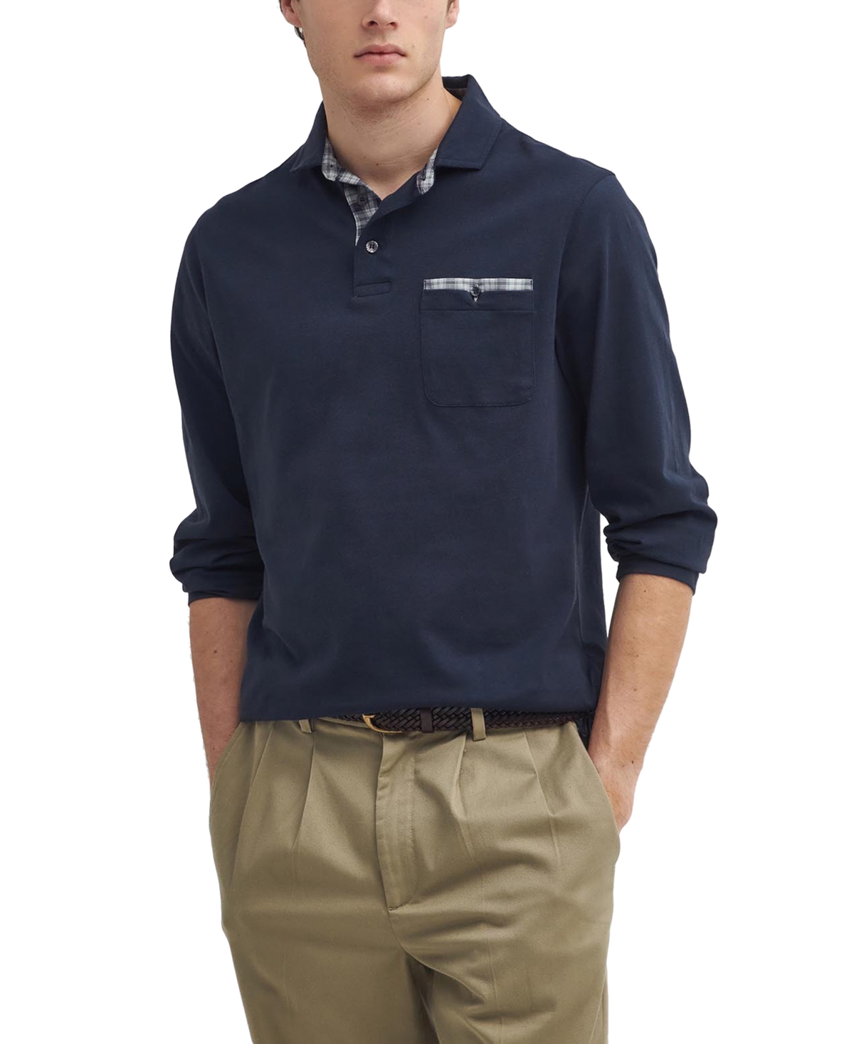 Barbour Men's Corpatch Long-Sleeve Polo Shirt -blue