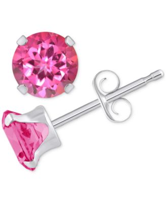 Pink Topaz Solitaire Four Prong Stud Earrings (1-1/5 ct. t.w.) in 14k Gold (Also in Turquoise)