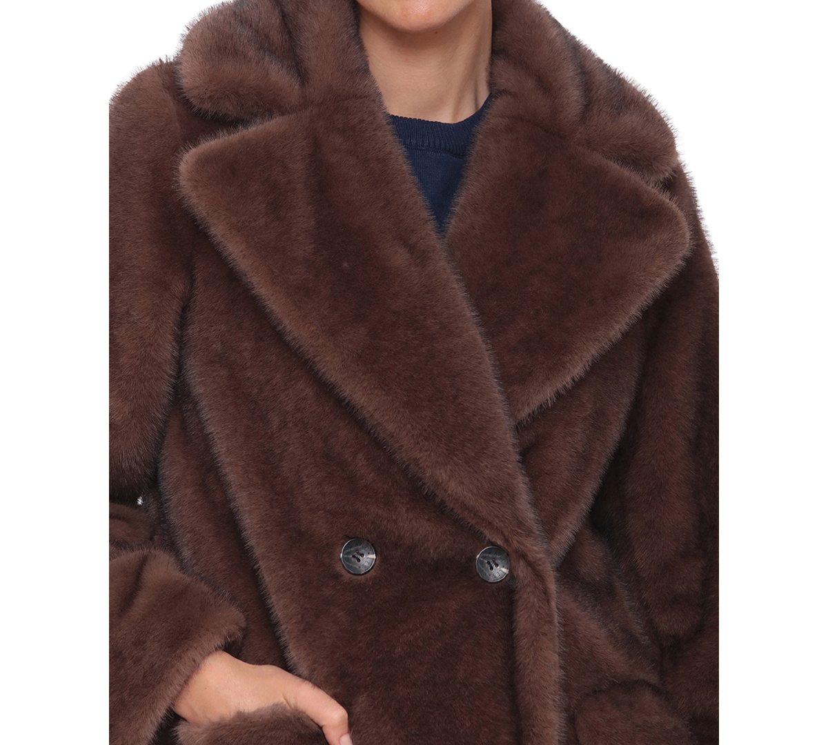 Avec Les Filles Women's Notched-Collar Faux-Fur Coat