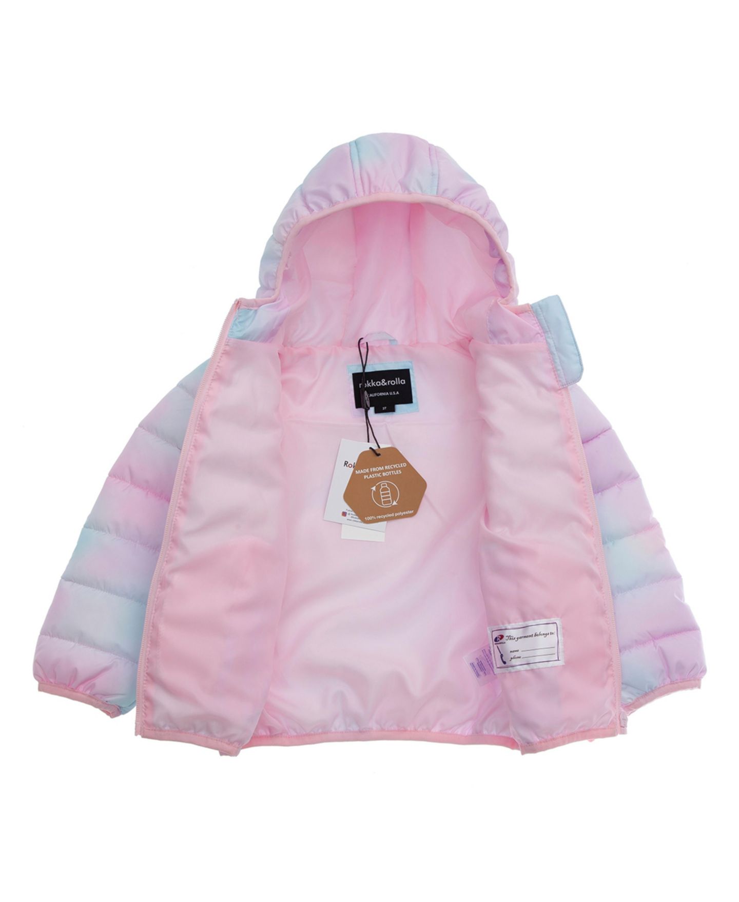 Куртка Rokka&Rolla Lightweight Puffer Jacket 2T-4T для девочек-малышей, цвет: Нежно-розовый — фото 4