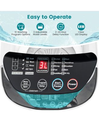 7.7 lbs Full Automatic Washing Machine 0.78 Cu.ft Compact Washer & Spinner Combo Blue