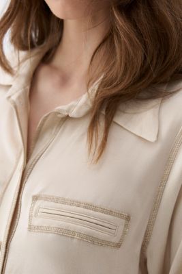 Women's Contrast Topstitched Shirt