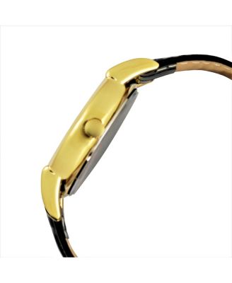 Men’s Vintage 38mm Round Gold Plated Watch with Black Leather Band