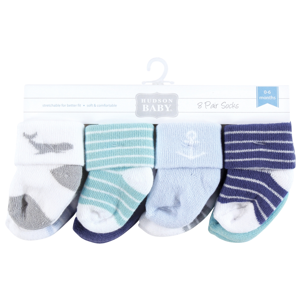 Hudson Baby Baby Boys Cotton Rich Newborn and Terry Socks,- Gray whale