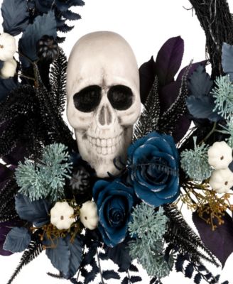 National Tree Company Halloween Skull Half Wreath, 24 Inches