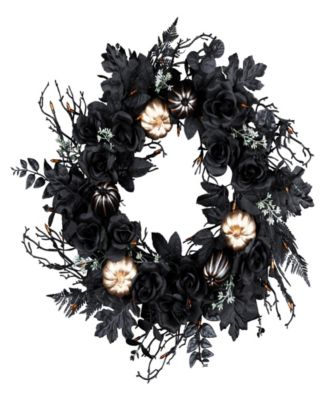 National Tree Company Chic Eek Black & Gold Wreath, 24 Inches