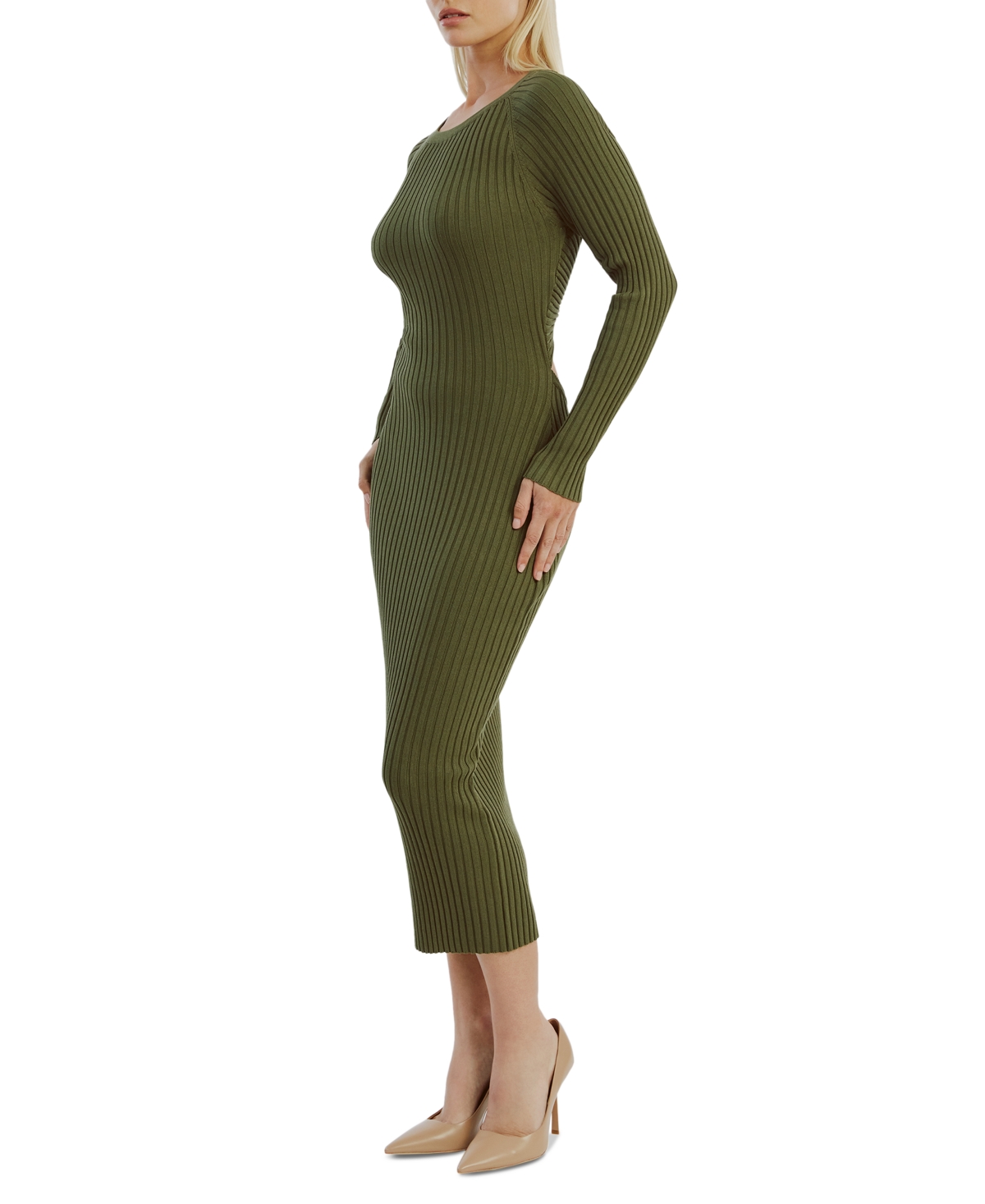 Bardot Women's Vigo Long-Sleeve Rib-Knit Midi Dress