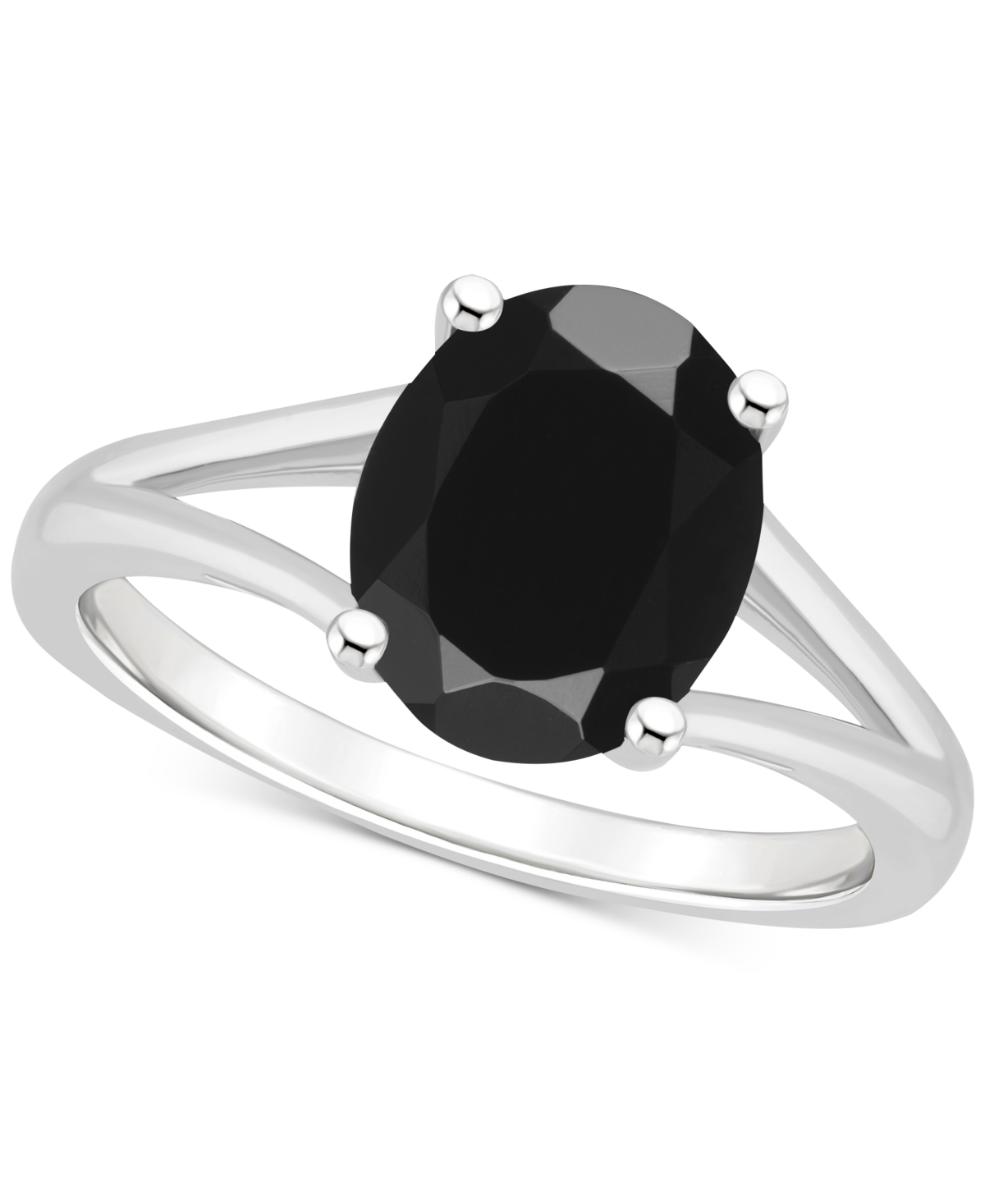 Onyx Oval Split Shank Polished Statement Ring in Sterling Silver - Onyx