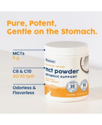 MCT Oil Powder Supplement - Unflavored MCT powder with keto-friendly C8 MCTs. Free of dairy, gluten and GMOs, 25 servings