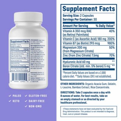 Collagen Care+, 5 Vitamin Blend with Hyaluronic Acid and Boron that Supports Collagen for Men and Women, 60 Capsules