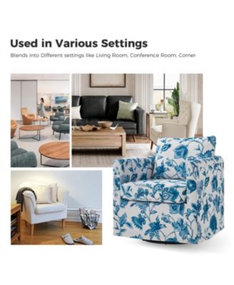 Modern Fabian Slipcovered Swivel Chair with Removable Slipcover