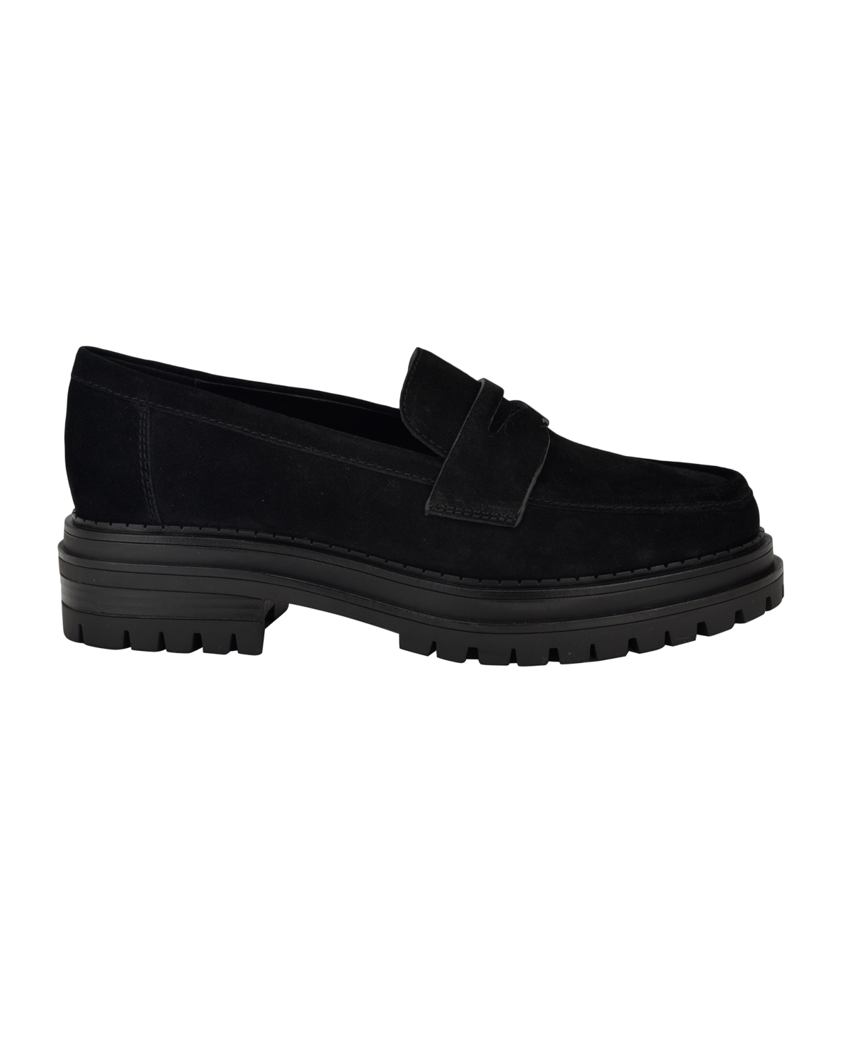 Calvin Klein Women's Grant Lug Sole Penny Loafers In Black Sueded