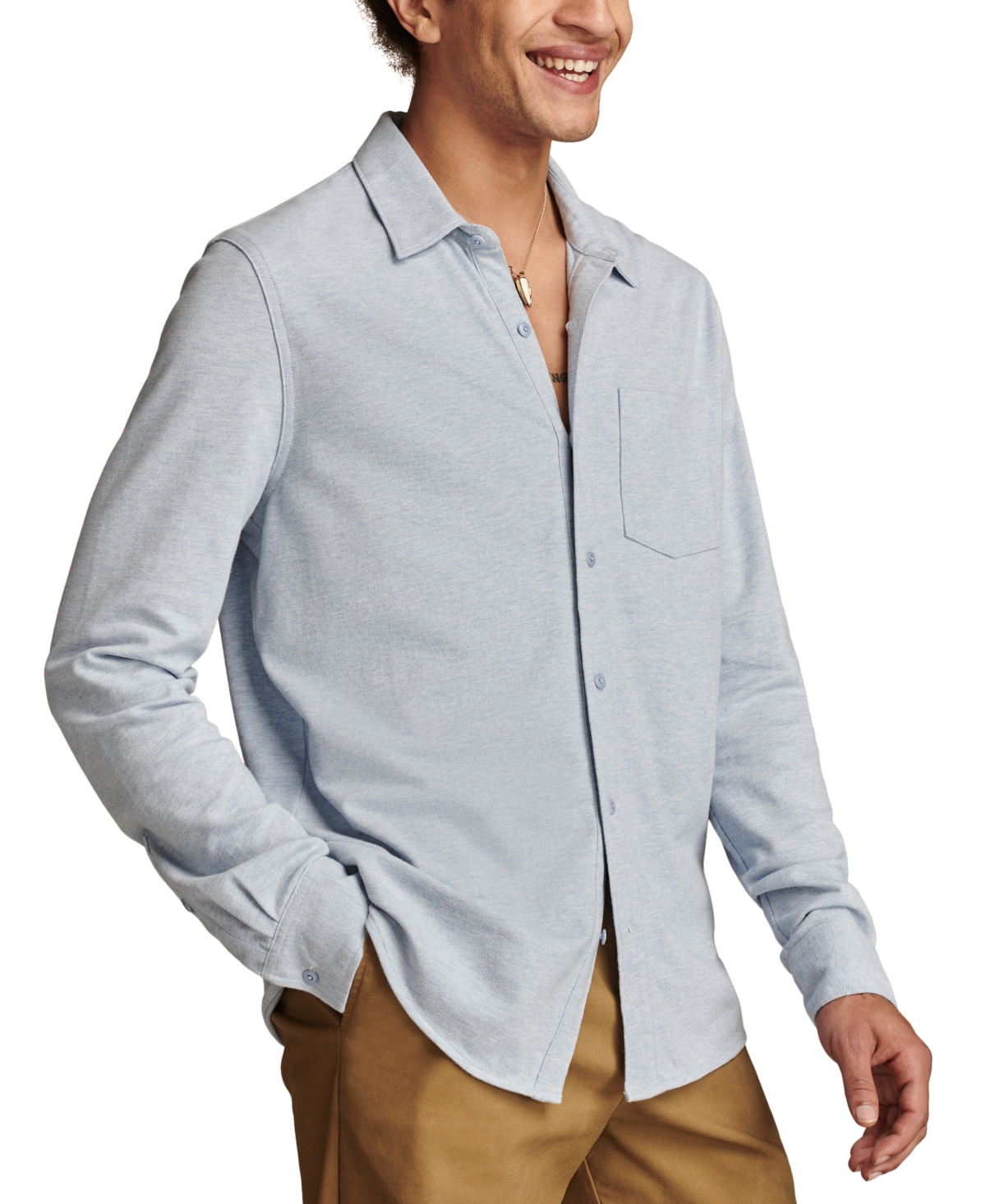 Lucky Brand Men's Knit Long Sleeve Button-Front Oxford Shirt