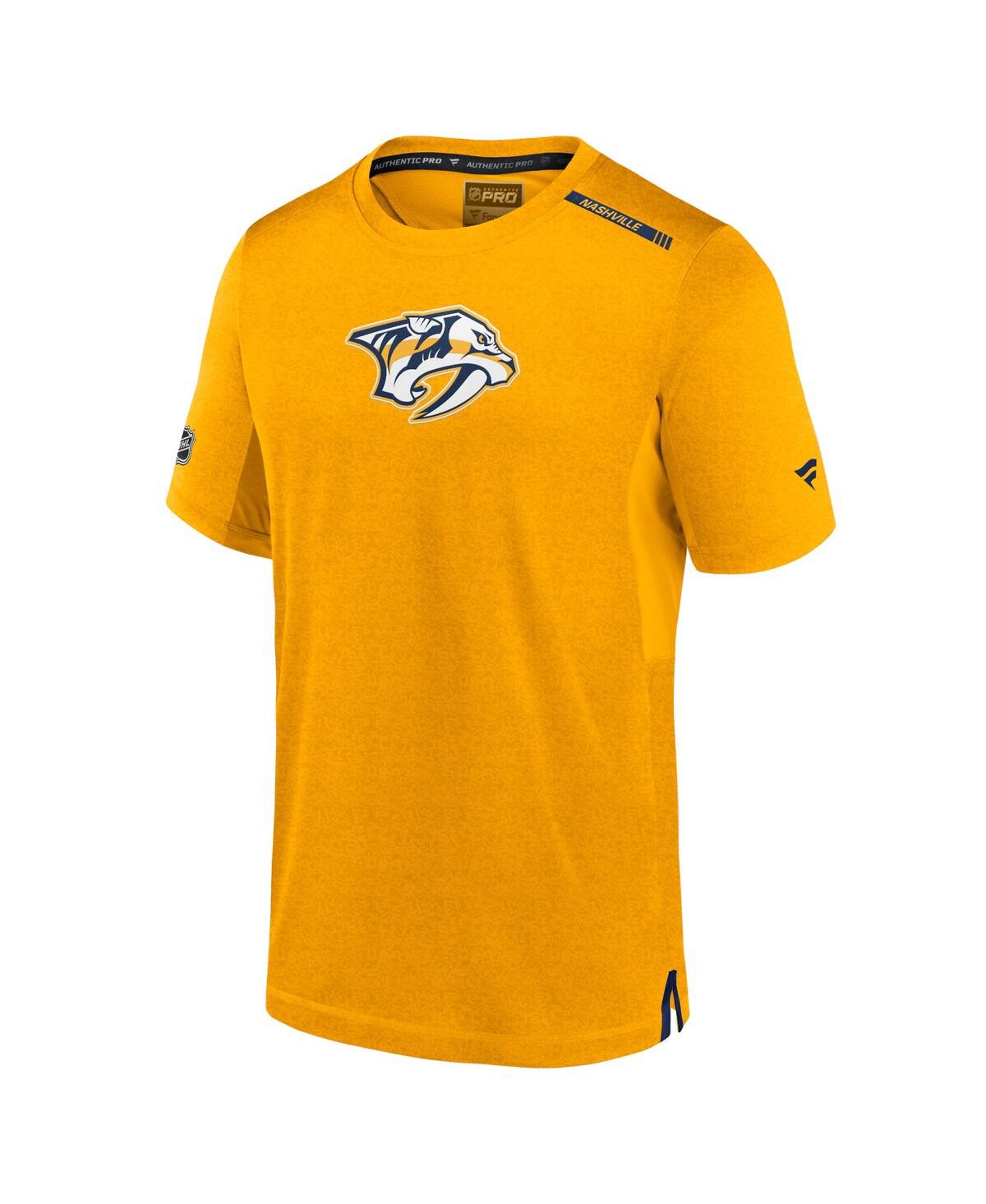 Fanatics Men's Gold Nashville Predators Authentic Pro Performance T-shirt In Gold,navy