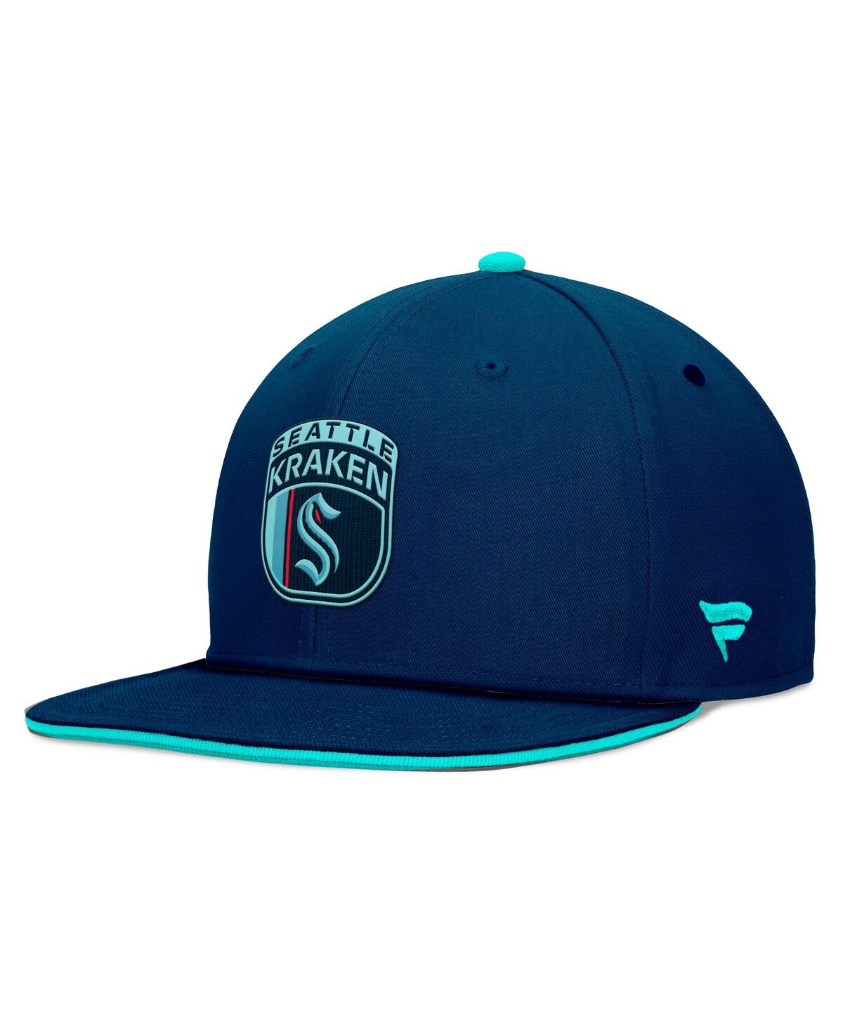 Fanatics Men's Deep Sea Blue Seattle Kraken 2024 Nhl Draft On Stage Trucker Adjustable Hat In Navy,light Blue