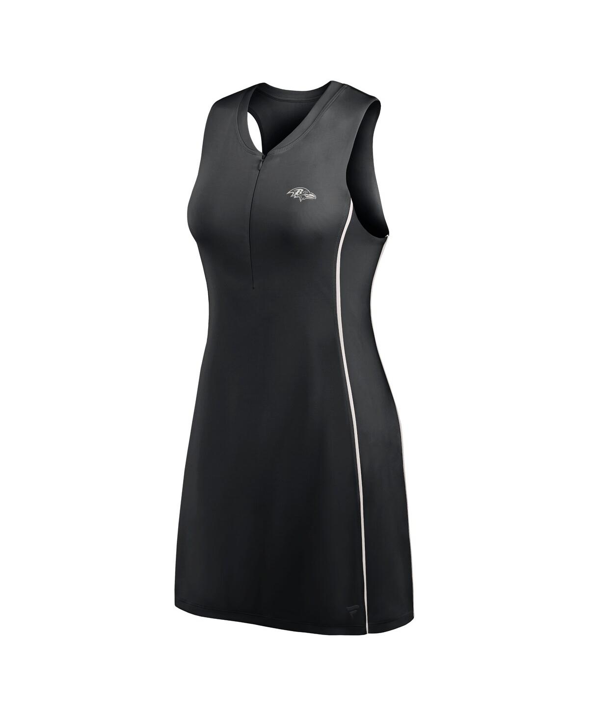 Fanatics Women's Black Pittsburgh Steelers Studio Boost Athletic Half-zip Dress In Black,white