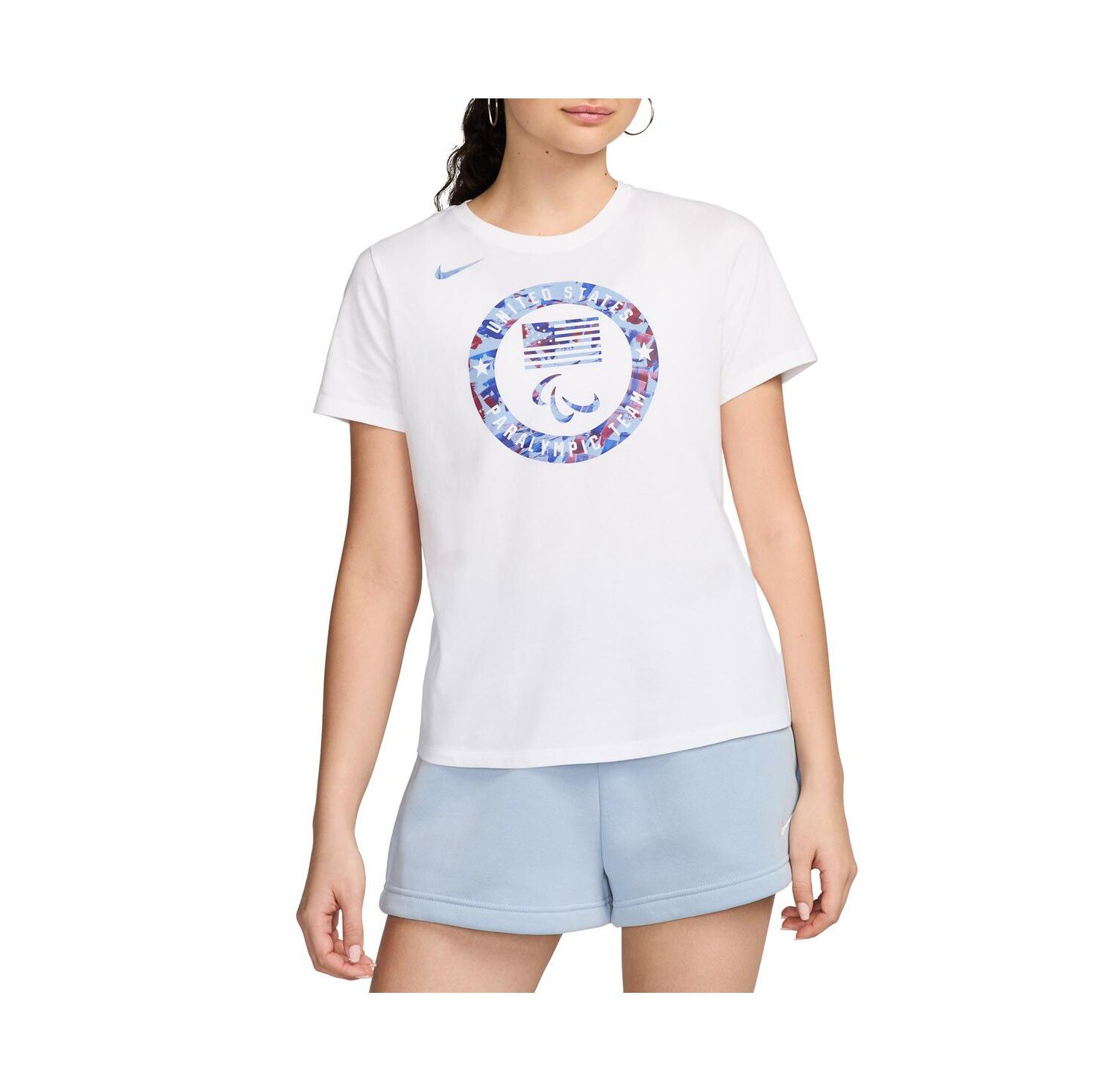 Women's White U.S. Paralympics Puck Club T-Shirt