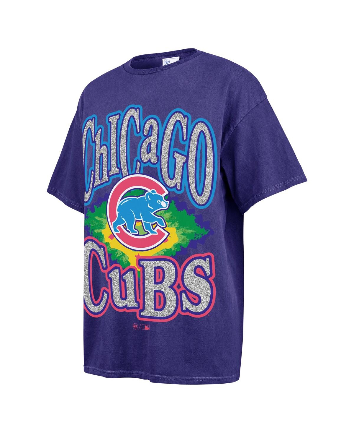 47 BRAND WOMEN'S NAVY CHICAGO CUBS FLASHING LIGHTS BOYFRIEND T-SHIRT 