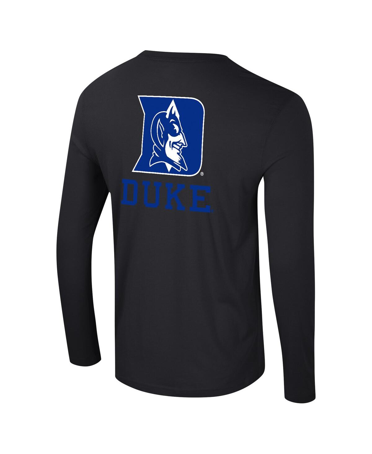 Colosseum Men's Black Duke Blue Devils Logo Lockup 3-hit Active Blend Long Sleeve T-shirt In Black