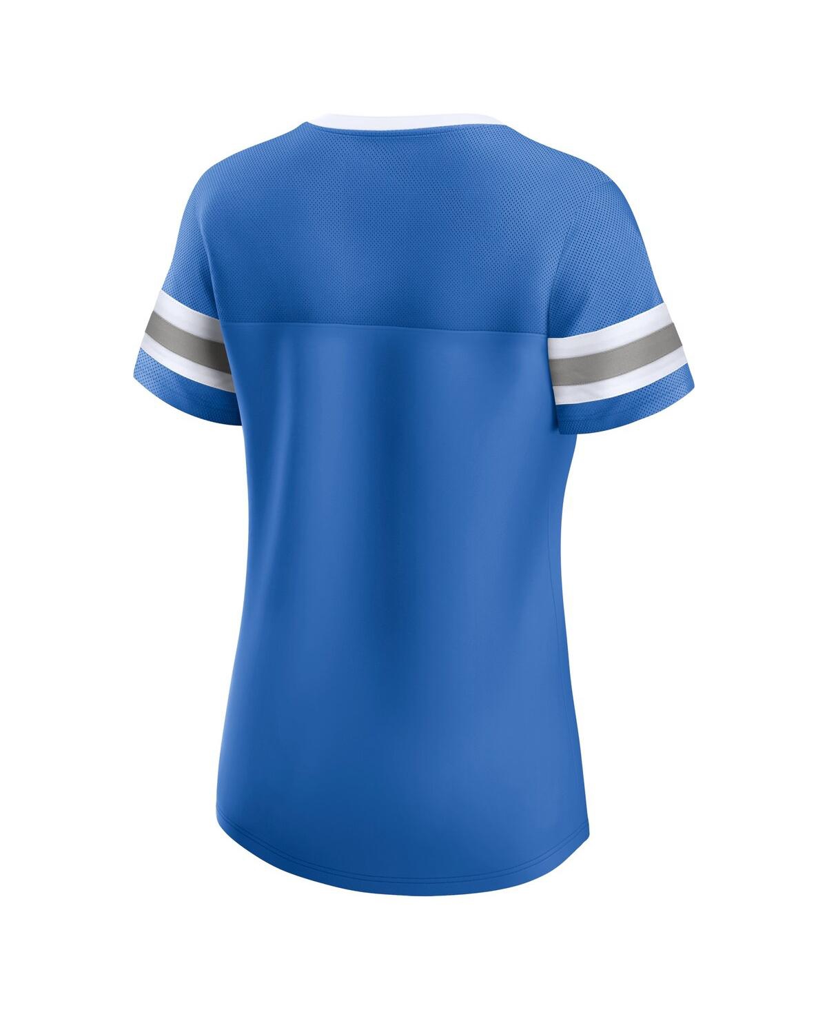 Fanatics Women's Blue Detroit Lions Original State Lace-up T-shirt In Blue,white