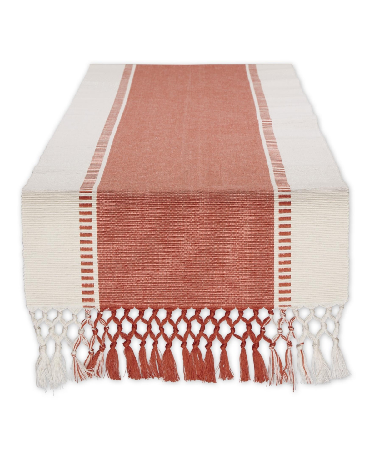 Design Imports Dobby Stripe Ribbed Table Runner, 13"x72 " In Spice