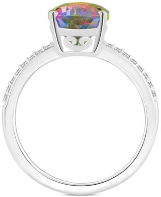 Mystic Topaz (3-5/8 ct. t.w.) & Diamond (1/10 ct. t.w.) Pear Ring in Sterling Silver (Also in Pink Topaz)