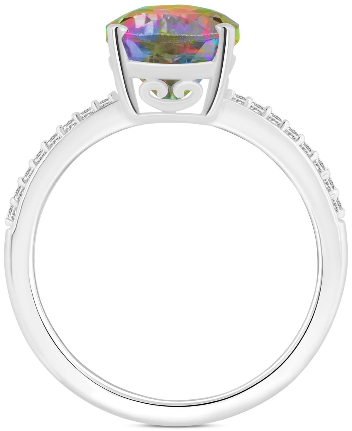 (3-5/8 ct. t.w.) & Diamond (1/10 ct. t.w.) Pear Ring in Sterling Silver (Also in Pink Topaz) - Mystic Topaz