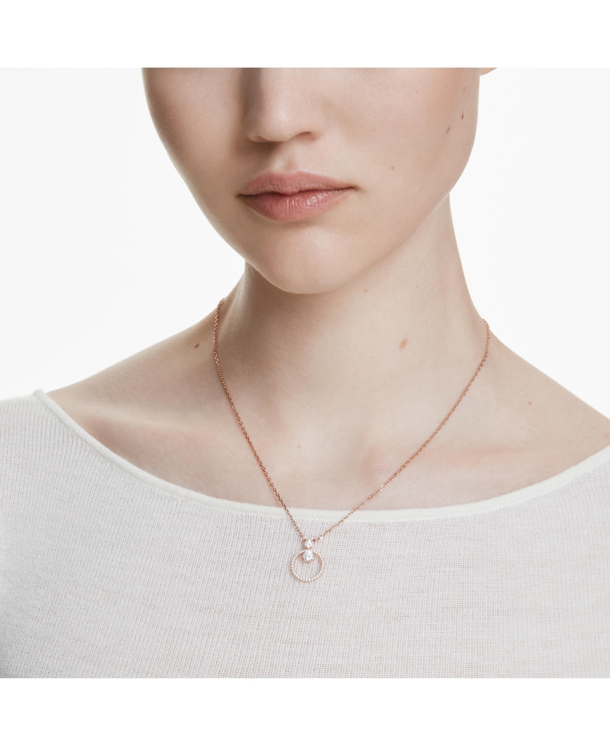 Swarovski Constella Pendant, Round Cut, White Necklace In Rose Gold