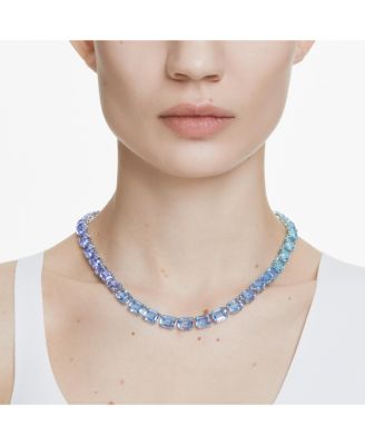 Octagon Cut, Color Gradient, Blue, Rhodium Plated Millenia Necklace