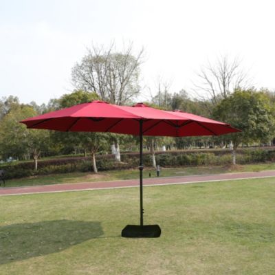 15' x 9' Double-Sided Crank Patio Umbrella with Vent and UV Protection
