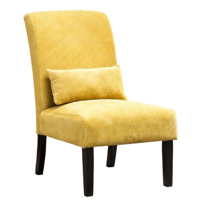 Contemporary Chenille Fabric Armless Accent Chair with Pillow
