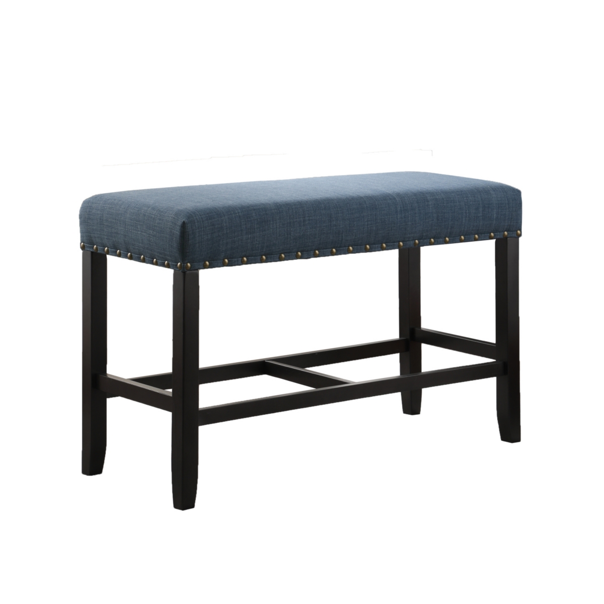 Streamdale Furniture Fabric Counter Height Dining Bench with Nailhead Trim, Blue