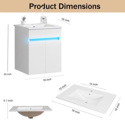 Modern Bathroom Vanity with Ceramic Sink and Automatic Lighting