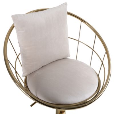 Off- Velvet Bar Chair, Pure Gold Plated, Unique Design, 360 Degree
