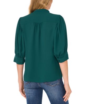 Women's 3/4-Sleeve Collared Button Down Top