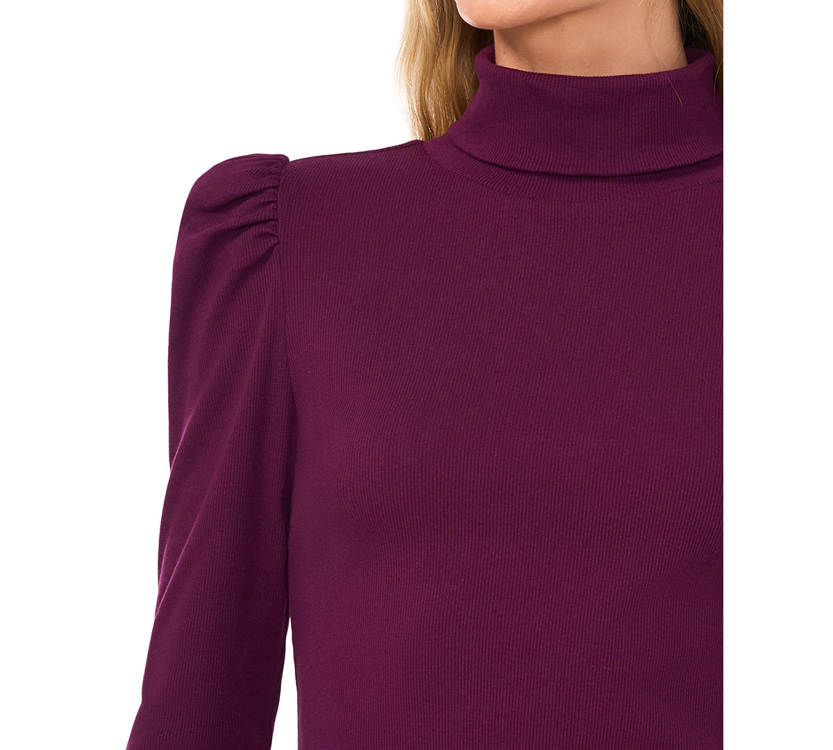 CeCe Women's Puff-Shoulder Long-Sleeve Turtleneck Top