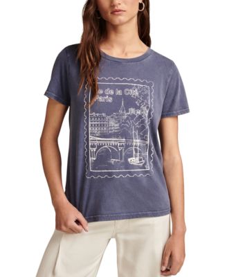 Lucky Brand - Women's Paris Post Stamp Crewneck Cotton T-Shirt