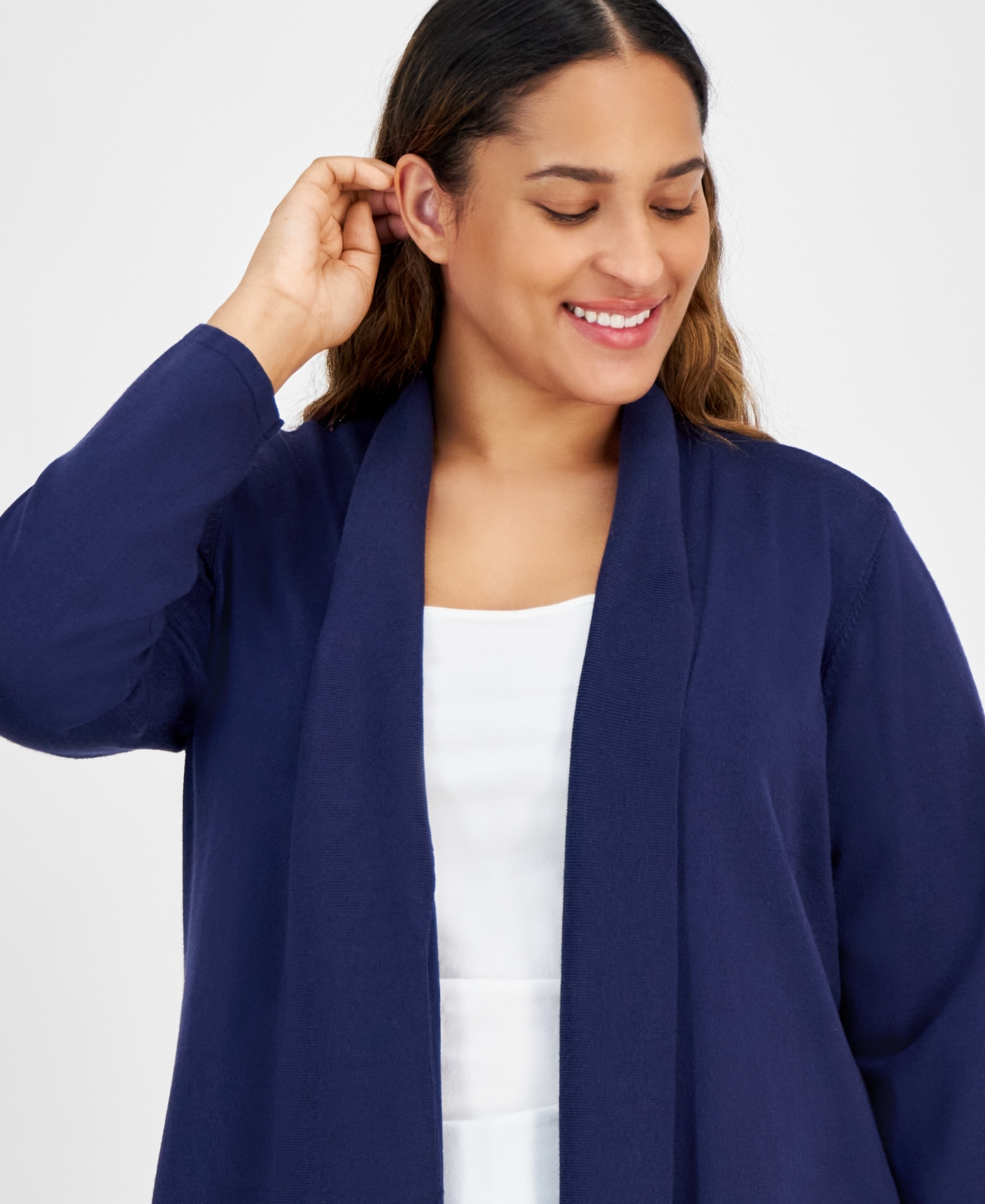 Jm Collection Plus Size Open-Front Cardigan Sweater, Created for Macy's