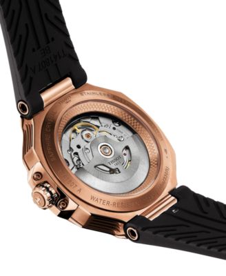 Men's Swiss Automatic T-Race Powermatic 80 Black Silicone Strap Watch 41mm