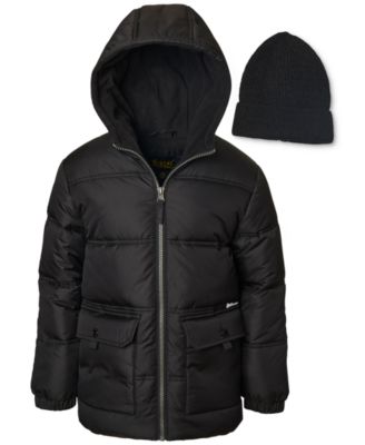 Ixtreme Big Boys Fleece Lined Full Zip Hooded Puffer Jacket with Ribbed Knit Beanie Macy s