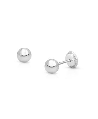 14K Gold Classic Round Studs Screw Back Earrings