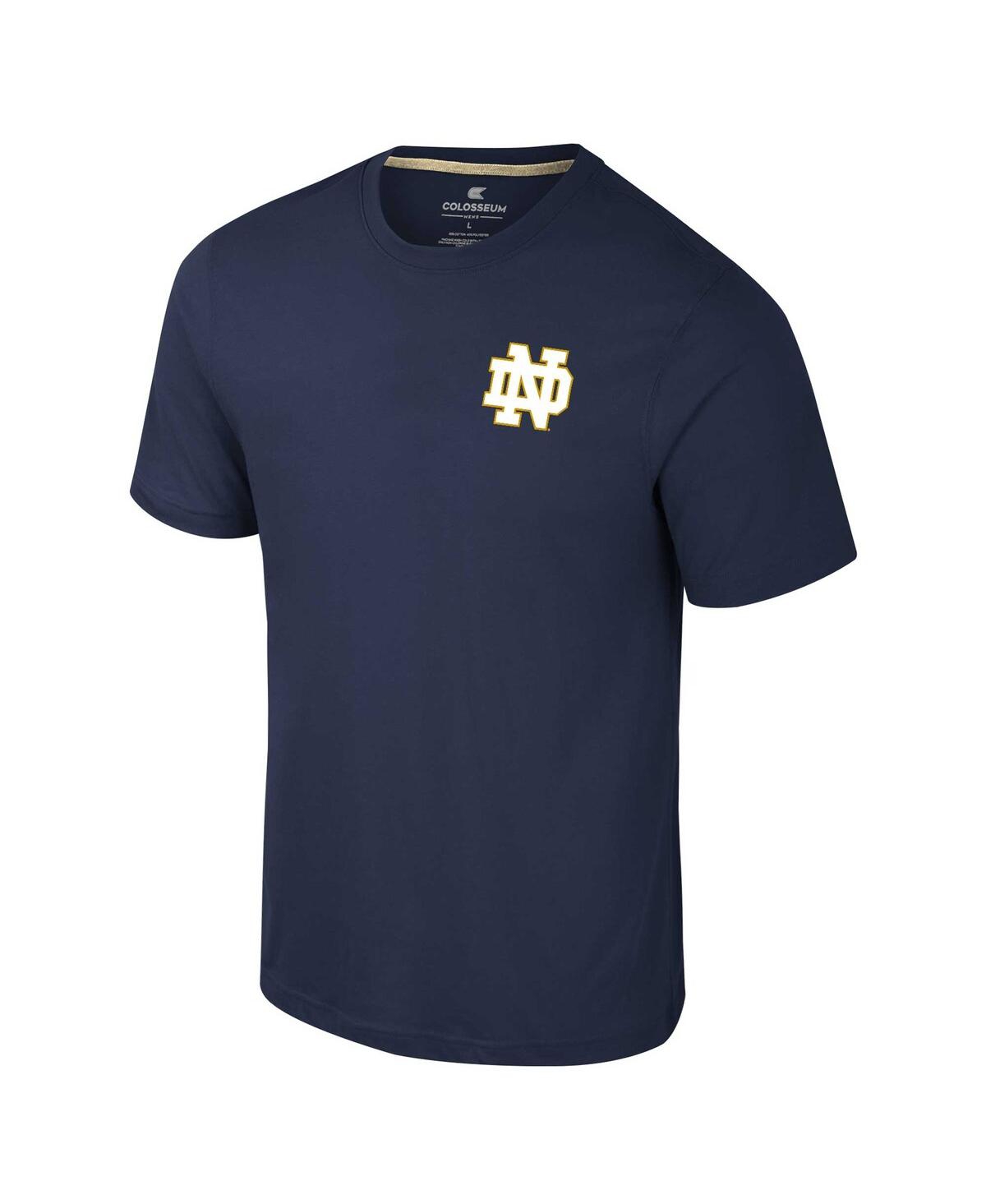 Colosseum Men's Navy Notre Dame Fighting Irish Logo Lockup 2-hit Active Blend T-shirt In Navy