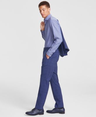 Men's Modern-Fit Windowpane Check Suit Pants