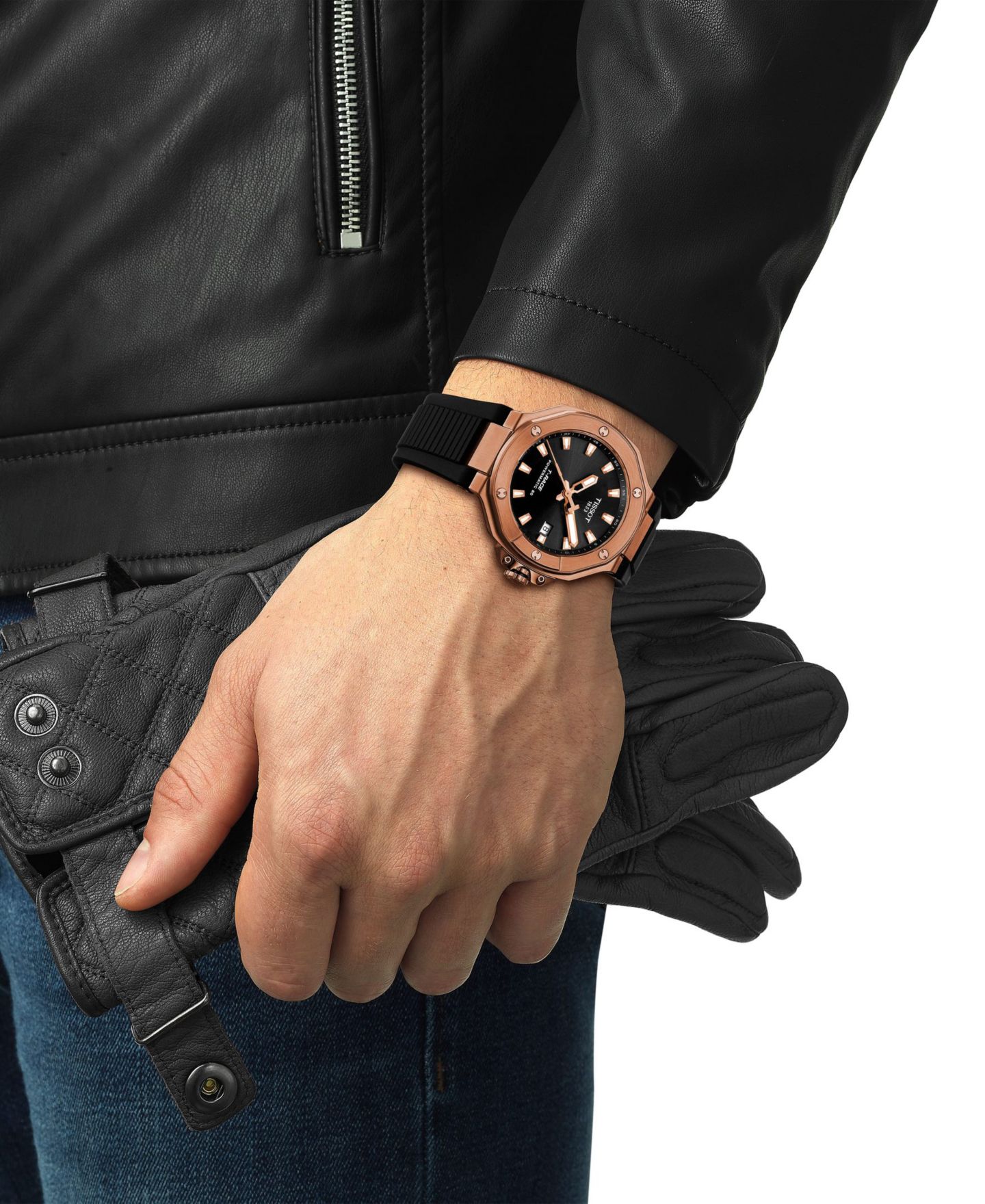 Мужские часы Tissot Swiss Automatic T-Race Powermatic 80 Black Silicone Strap Watch 41mm — фото 6