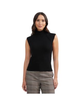 Women's Sleeveless Turtleneck Sweater with Braid Detail