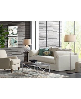 Nayla Modern Floor Lamp 62 1/2" Tall Bronze Metal Off White Fabric Tapered Drum Shade for Living Room Bedroom Office House Home