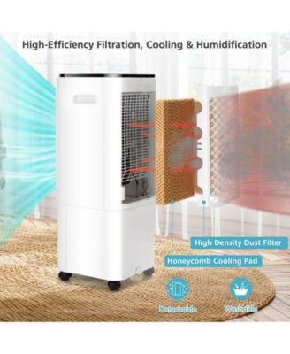 4-in-1 Evaporative Air Cooler with 12L Water Tank and 4 Ice Boxes-White