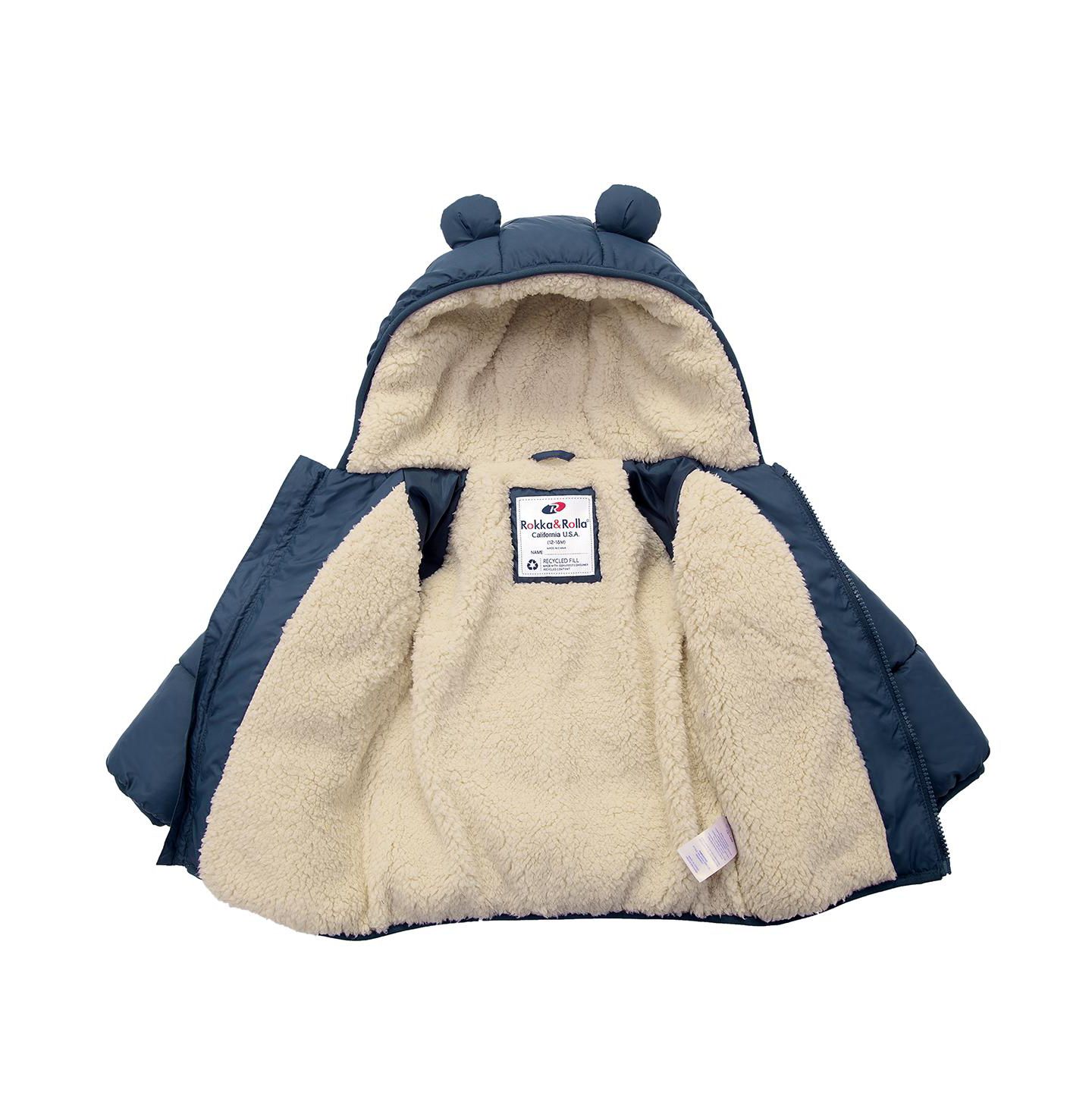 Куртка Rokka&Rolla Sherpa Fleece Lined Puffer Jacket 6-24M для мальчиков-малышей, цвет: Тёмно-синий — фото 3